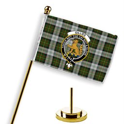 ScotsTee Shop Scottish Gillies Dress Green Crest Tartan Desk Flag Plaid Table Flag
