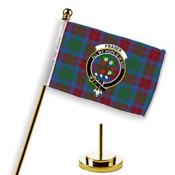 ScotsTee Shop Scottish Fraser of Altyre Ancient Crest Tartan Desk Flag Plaid Table Flag
