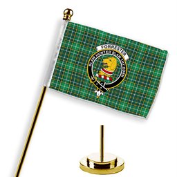 ScotsTee Shop Scottish Forrester Hunting Modern Crest Tartan Desk Flag Plaid Table Flag
