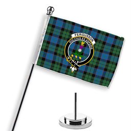 ScotsTee Shop Scottish Ferguson of Balquhidder Ancient Crest Tartan Desk Flag Plaid Table Flag