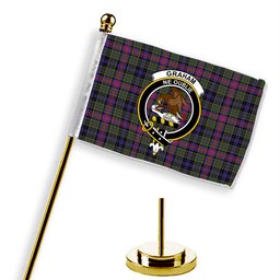 ScotsTee Shop Scottish Graham of Airth Modern Crest Tartan Desk Flag Plaid Table Flag