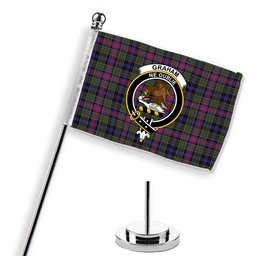 ScotsTee Shop Scottish Graham of Airth Modern Crest Tartan Desk Flag Plaid Table Flag