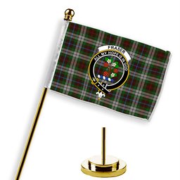 ScotsTee Shop Scottish Fraser Hunting Dress Crest Tartan Desk Flag Plaid Table Flag