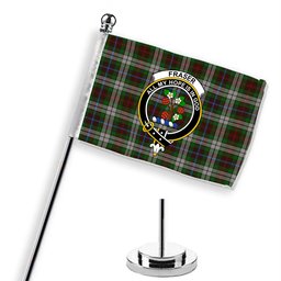 ScotsTee Shop Scottish Fraser Hunting Dress Crest Tartan Desk Flag Plaid Table Flag
