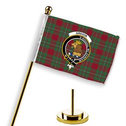 ScotsTee Shop Scottish Gregor of Cardney Modern Crest Tartan Desk Flag Plaid Table Flag