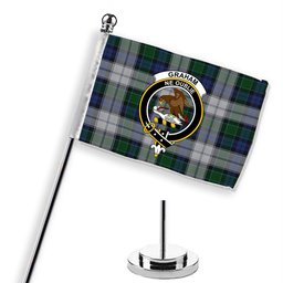 ScotsTee Shop Scottish Graham Dress Crest Tartan Desk Flag Plaid Table Flag