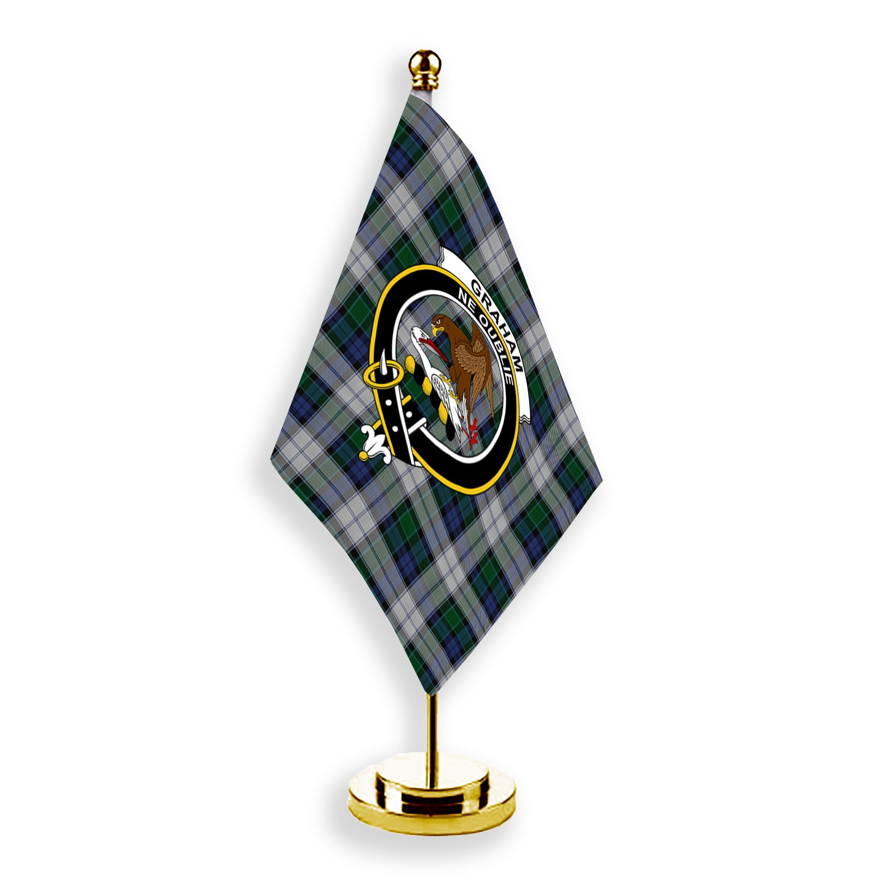 ScotsTee Shop Scottish Graham Dress Crest Tartan Desk Flag Plaid Table Flag