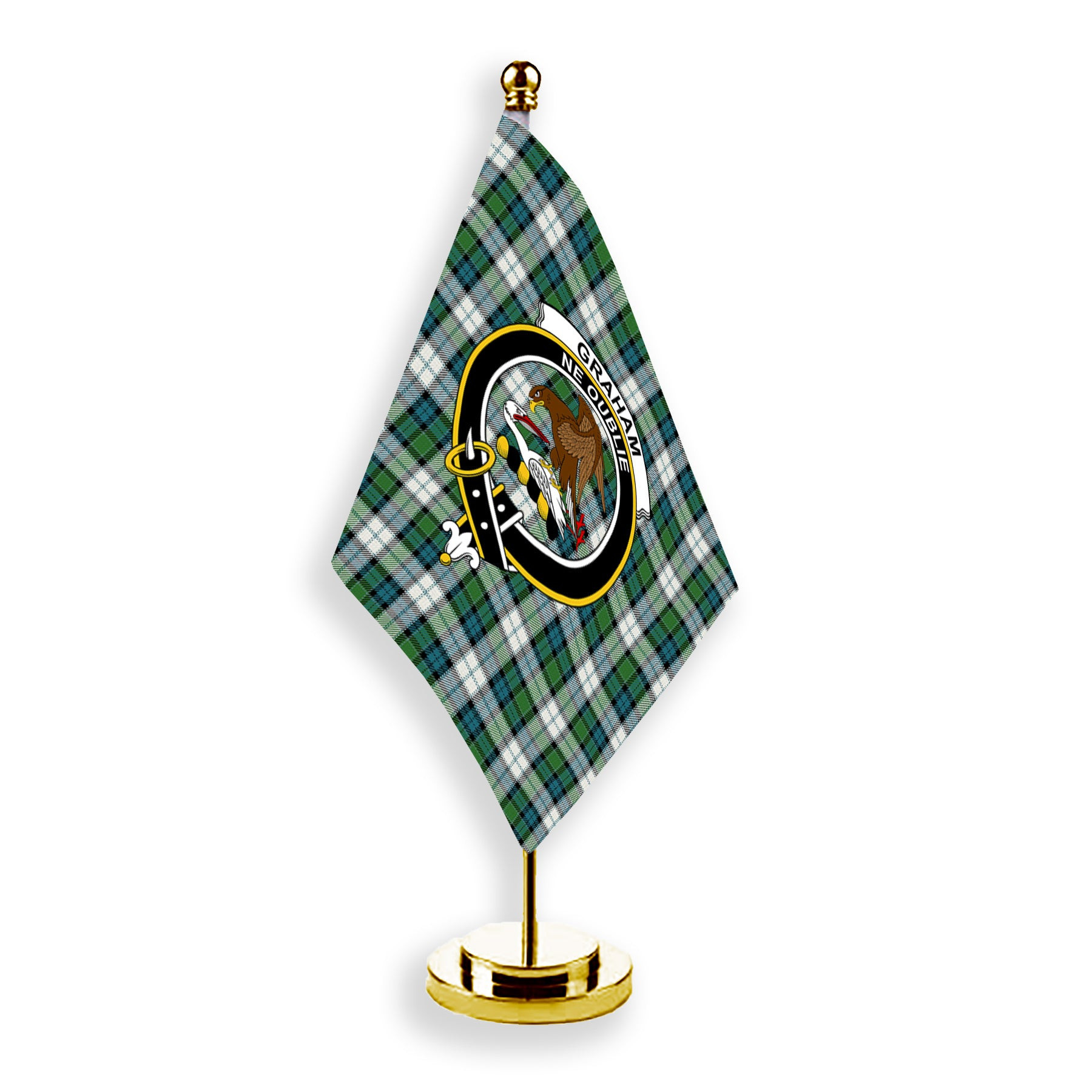 ScotsTee Shop Scottish Graham Dress Ancient Crest Tartan Desk Flag Plaid Table Flag