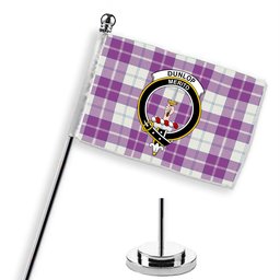 ScotsTee Shop Scottish Dunlop Dress Ancient Crest Tartan Desk Flag Plaid Table Flag