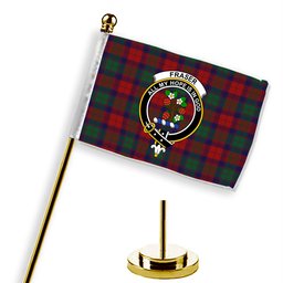 ScotsTee Shop Scottish Fraser of Struy Crest Tartan Desk Flag Plaid Table Flag