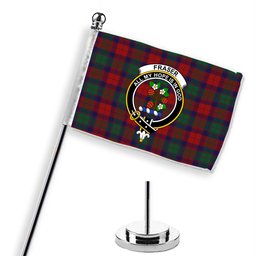 ScotsTee Shop Scottish Fraser of Struy Crest Tartan Desk Flag Plaid Table Flag