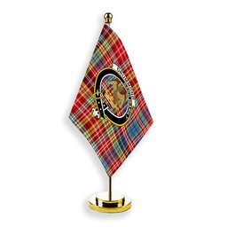 ScotsTee Shop Scottish Drummond of Strathallan Modern Crest Tartan Desk Flag Plaid Table Flag