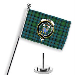 ScotsTee Shop Scottish Hope Vere Ancient Clan Crest Tartan Desk Flag Plaid Table Flag