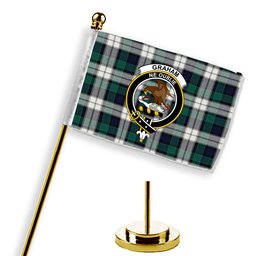 ScotsTee Shop Scottish Graham Dress Modern Crest Tartan Desk Flag Plaid Table Flag