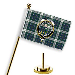 ScotsTee Shop Scottish McInnes Dress Modern Crest Tartan Desk Flag Plaid Table Flag