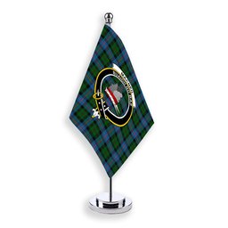 ScotsTee Shop Scottish MacNeil of Barra Chief Crest Tartan Desk Flag Plaid Table Flag