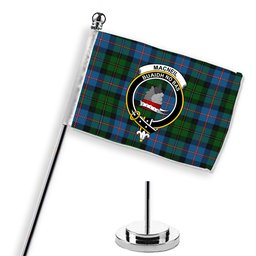 ScotsTee Shop Scottish MacNeil of Barra Chief Crest Tartan Desk Flag Plaid Table Flag