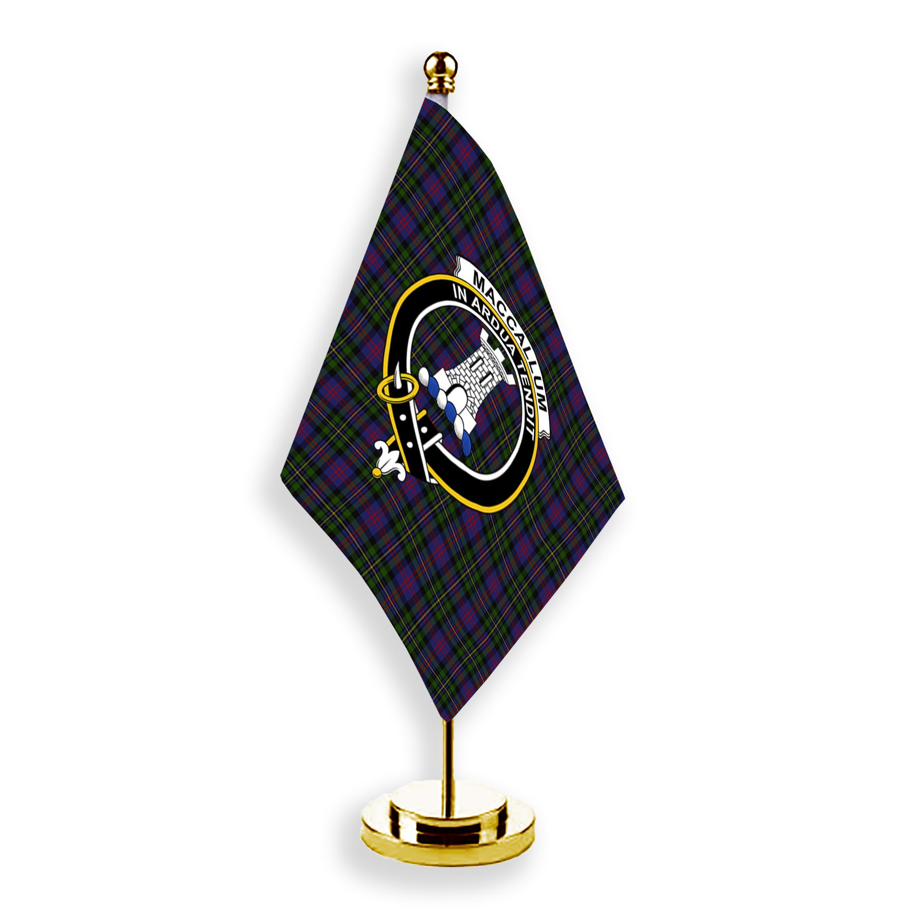 ScotsTee Shop Scottish MacCallum of Berwick Crest Tartan Desk Flag Plaid Table Flag