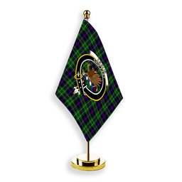 ScotsTee Shop Scottish Leslie Hunting SC Crest Tartan Desk Flag Plaid Table Flag