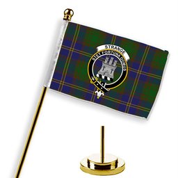 ScotsTee Shop Scottish Strange of Balkaskie Crest Tartan Desk Flag Plaid Table Flag