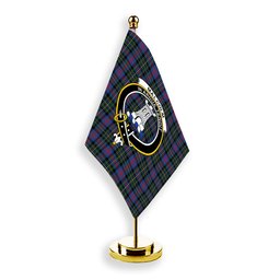 ScotsTee Shop Scottish Malcolm of Berwick Modern Crest Tartan Desk Flag Plaid Table Flag