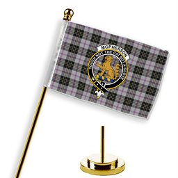 ScotsTee Shop Scottish McPherson Dress Ancient Crest Tartan Desk Flag Plaid Table Flag