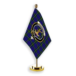 ScotsTee Shop Scottish Marshall of Keith Crest Tartan Desk Flag Plaid Table Flag