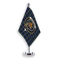 ScotsTee Shop Scottish McKenzie Hunting Green Crest Tartan Desk Flag Plaid Table Flag