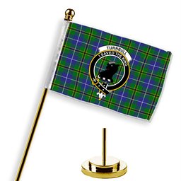 ScotsTee Shop Scottish Turnbull Hunting SC Crest Tartan Desk Flag Plaid Table Flag