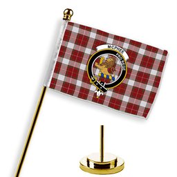 ScotsTee Shop Scottish McPhee Dress Ancient Crest Tartan Desk Flag Plaid Table Flag