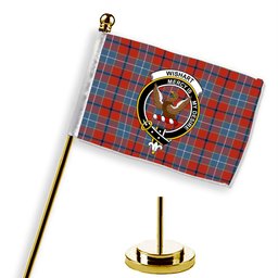 ScotsTee Shop Scottish Wishart Dress Ancient Crest Tartan Desk Flag Plaid Table Flag