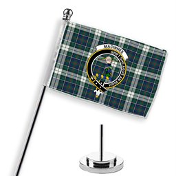 ScotsTee Shop Scottish MacInnes Dress Modern Crest Tartan Desk Flag Plaid Table Flag