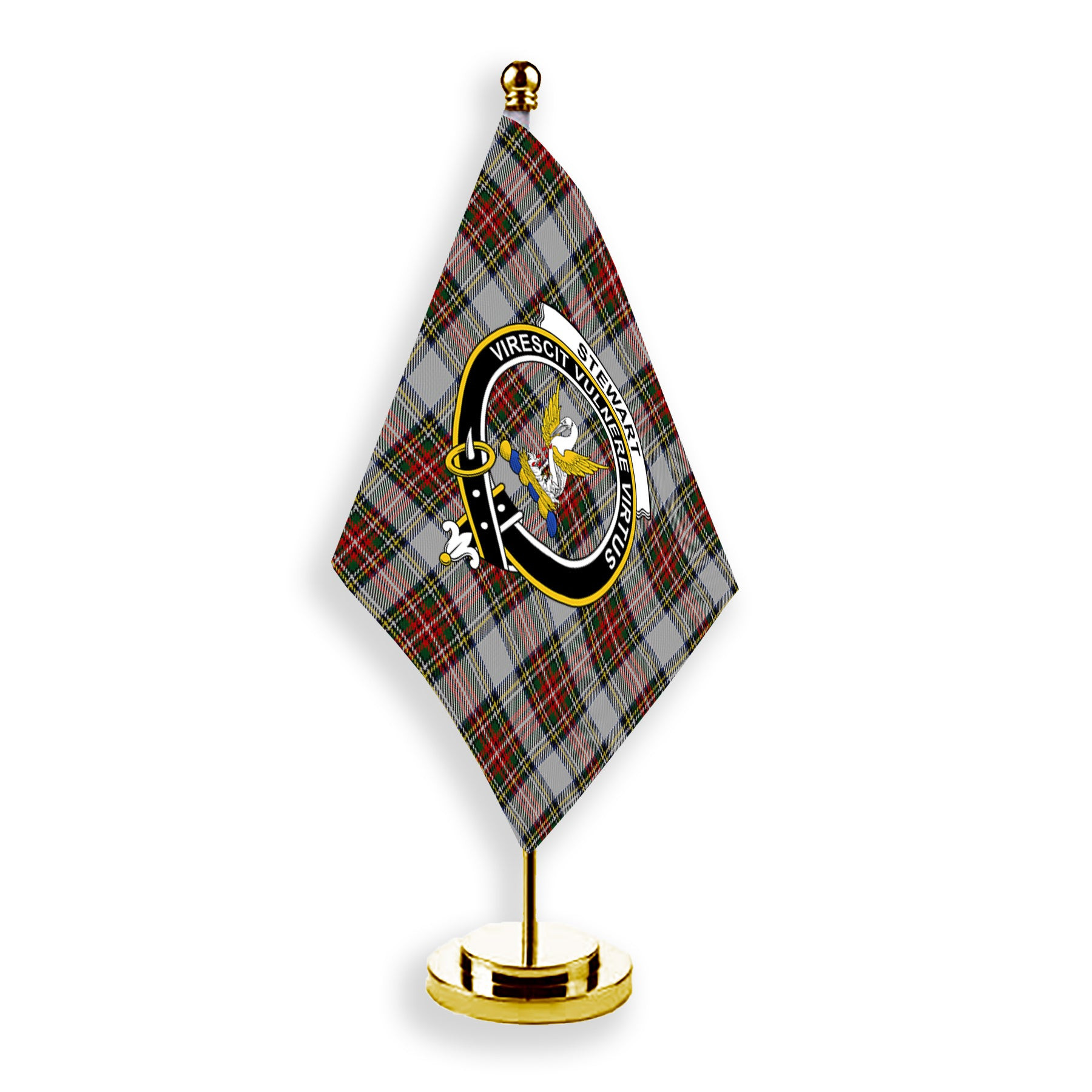 ScotsTee Shop Scottish Stewart Dress Crest Tartan Desk Flag Plaid Table Flag