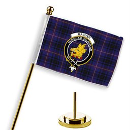 ScotsTee Shop Scottish MacIver of Strome Crest Tartan Desk Flag Plaid Table Flag