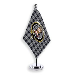 ScotsTee Shop Scottish Menzies Black Dress Crest Tartan Desk Flag Plaid Table Flag