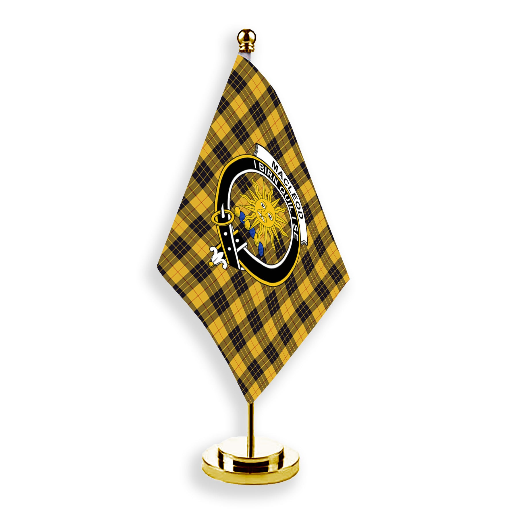 ScotsTee Shop Scottish MacLeod of Lewis Ancient SC Crest Tartan Desk Flag Plaid Table Flag