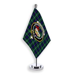 ScotsTee Shop Scottish MacDonald of the Isles Hunting Modern Crest Tartan Desk Flag Plaid Table Flag