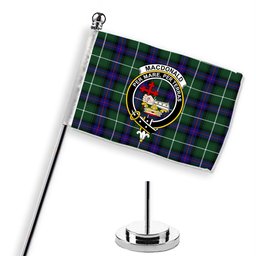 ScotsTee Shop Scottish MacDonald of the Isles Hunting Modern Crest Tartan Desk Flag Plaid Table Flag