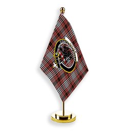 ScotsTee Shop Scottish Little of Morton Rigg Ancient Crest Tartan Desk Flag Plaid Table Flag