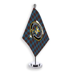 ScotsTee Shop Scottish Stewart Royal Blue Crest Tartan Desk Flag Plaid Table Flag