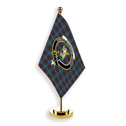 ScotsTee Shop Scottish Stewart Royal Blue Crest Tartan Desk Flag Plaid Table Flag