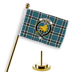 ScotsTee Shop Scottish McTavish Dress Ancient Crest Tartan Desk Flag Plaid Table Flag
