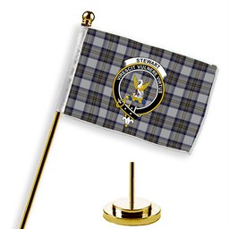 ScotsTee Shop Scottish Stewart Dress Blue Crest Tartan Desk Flag Plaid Table Flag