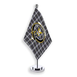 ScotsTee Shop Scottish Stewart Dress Blue Crest Tartan Desk Flag Plaid Table Flag