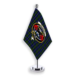 ScotsTee Shop Scottish McLeod of Harris Modern Crest Tartan Desk Flag Plaid Table Flag