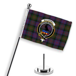 ScotsTee Shop Scottish MacDonell of Glengarry 2 Crest Tartan Desk Flag Plaid Table Flag