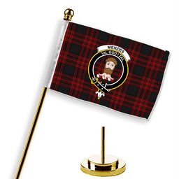 ScotsTee Shop Scottish Menzies Hunting Crest Tartan Desk Flag Plaid Table Flag