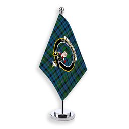 ScotsTee Shop Scottish Stephenson Hunting Red Stripe Crest Tartan Desk Flag Plaid Table Flag