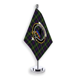ScotsTee Shop Scottish MacDonell of Glengarry 3 Crest Tartan Desk Flag Plaid Table Flag