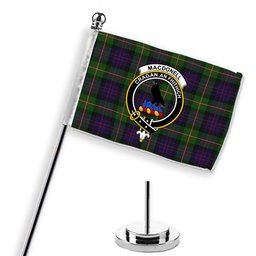 ScotsTee Shop Scottish MacDonell of Glengarry 3 Crest Tartan Desk Flag Plaid Table Flag